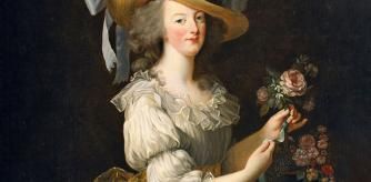 Detalle de ‘María Antonieta con vestido de muselina blanca’, Élisabeth Vigée Le Brun, 1783.