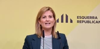 La portaveu d'ERC, Raquel Sans, en roda de premsa aquest dilluns al migdia