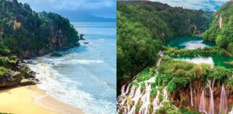 Imagen del paisaje del Parque Nacional de Bako, en Malasia y las cascadas unas cascadas en Pitvie.