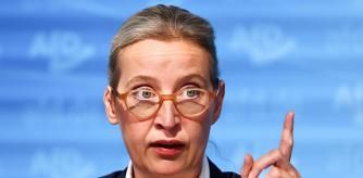 La presidenta de Alternativa para Alemania (AfD) en rueda de prensa el lunes en Berlín