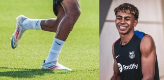 El jugador del Barça Lamine Yamal usa las botas de fútbol Adidas F50