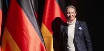 NEU ISENBURG, GERMANY - FEBRUARY 01: Alice Weidel, chancellor candidate of the far-right Alternative for Germany (AfD) political party, attends an AfD election campaign rally on February 01, 2025 in Neu Isenburg, Germany. The AfD is currently in second place in polls ahead of snap federal parliamentary elections scheduled for February 23. (Photo by Thomas Lohnes/Getty Images)