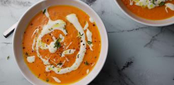 Crema de calabaza con naranja y azafrán