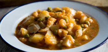 Estofado de sepia y camarones