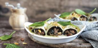 Canelones de berenjena con cordero