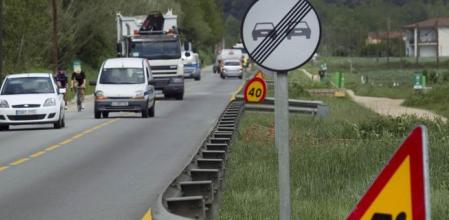 Obras en la carretera de N-141, entre Bescanó y Anglès (Girona) 