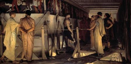 'Fidias mostrando el friso del Partenón a Pericles, Aspasia, Alcibíades y amigos', cuadro de Lawrence Alma-Tadema (1868)
