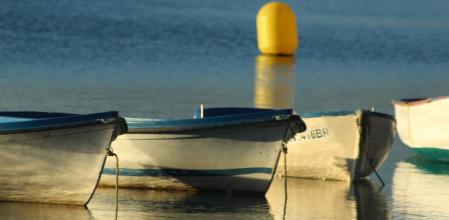 Barcas en el lago de Banyoles.