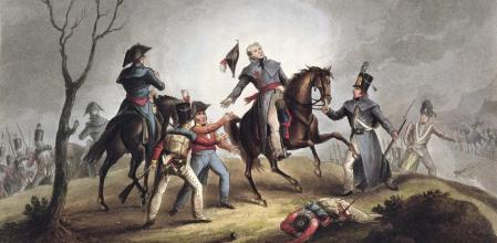 Muerte de John Moore en la batalla de Elviña.