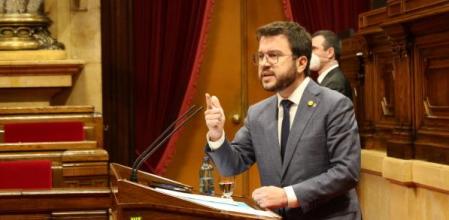El vicepresident Pere Aragonès este miércoles durante la reunión de la Diputación Permanente del Parlament