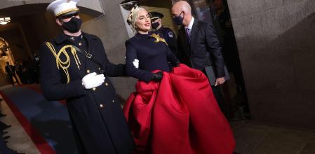 WASHINGTON, DC - JANUARY 20: Lady Gaga arrives to sing the National Anthem at the inauguration of U.S. President-elect Joe Biden on the West Front of the U.S. Capitol on January 20, 2021 in Washington, DC. During today's inauguration ceremony Joe Biden becomes the 46th president of the United States.   Win McNamee/Getty Images/AFP
== FOR NEWSPAPERS, INTERNET, TELCOS & TELEVISION USE ONLY ==