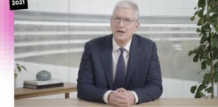 Tim Cook durante su intervención en la conferencia CDPD