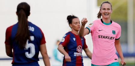 Hansen anotó dos de los tres goles blaugrana contra el Levante