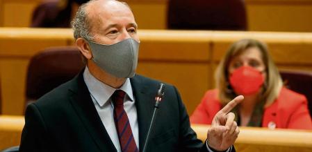 MADRID, 23/02/2021.- El ministro de Justicia, Juan Carlos Campo,durante su intervención en la sesión de control al Gobierno, esta tarde en el Senado. EFE/ Mariscal