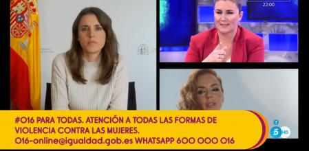 Irene Montero entra en directo en 'Sálvame' para apoyar a Rocío Carrasco.