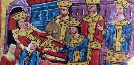 Alejandro Magno en su lecho de muerte con sus generales. Pérdicas en primer término