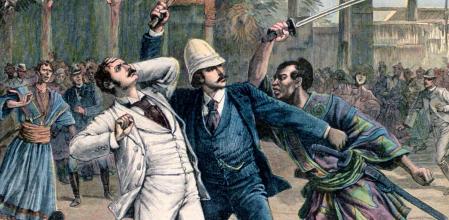 Ilustración del incidente de Otsu contra el futuro Nicolás II en 'Le Petit Journal', 1891