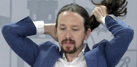 La tradicional imagen de Pablo Iglesias desde que se convirtió en un personaje público: con coleta