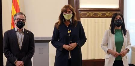 Josep Maria Jové, Laura Borràs y Marta Vilalta este miércoles en el Parlament
