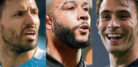Sergio Agüero, de 33 años, Memphis Depay, de 27, y Eric García, de 20