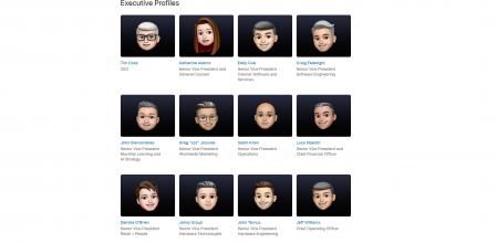Unas horas antes de la presentación, la web oficial de Apple ha cambiado las fotos de sus directivos por sus memojis