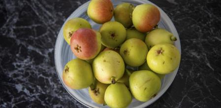 Miniature pears in bowl