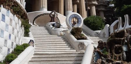 Retrato de las míticas escaleras del Parc Güell.