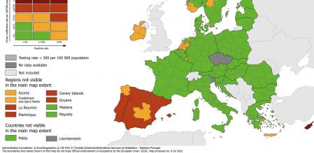 Mapa de la incidencia de la covid en la Unión Europea