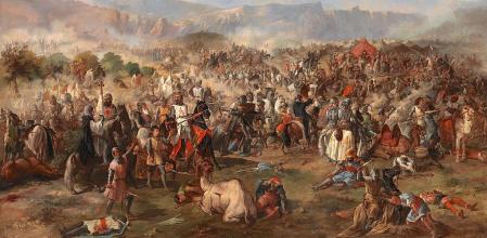 'Batalla de Las Navas de Tolosa', óleo de Van Halen expuesto en el palacio del Senado (Madrid).