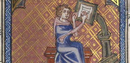 Representación de un autor de manuscritos, en el siglo XIV: