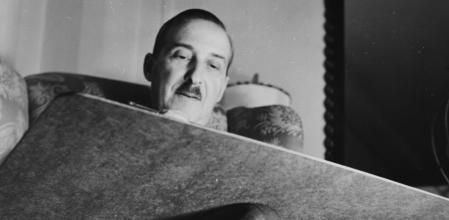 Austrian novelist Stefan Zweig working on his manuscripts, circa 1930. (Photo by Three Lions/Hulton Archive/Getty Images)