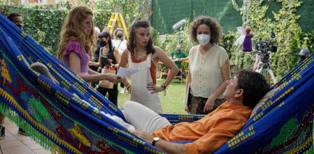 Un momento del rodaje de la comedia de Daniela Fejerman