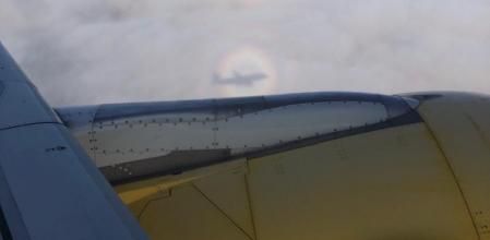 Avión de vuelta de Santiago a Barcelona, tras el Camino de Santiago.