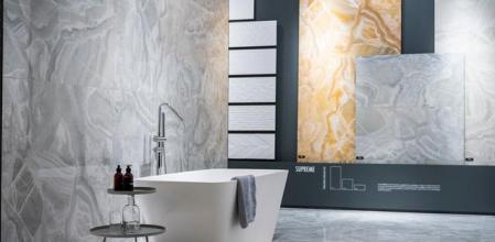 Exposición de azulejos en la última edición de Cevisama, en 2020