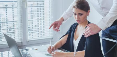 sexual harassment at work, office woman employee and her lustful boss, abuse