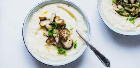 Crema de apio rábano con setas