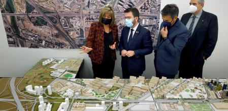 Aragonès y Marín en la sede del consorcio del plan urbanístico de la Granvia de l'Hospitalet