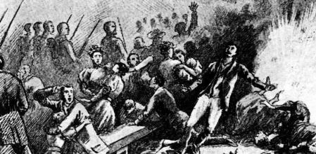 Representación del atentado en la procesión del Corpus en Barcelona, 1896