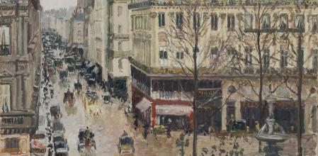 La pintura impresionista 'Rue Saint-Honoré, dans l'après-midi. Effet de pluie' pintado en 1897 por Camille Pissarro