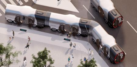 En hora punta, puede viajar en una configuración articulada de diversos módulos vinculados.