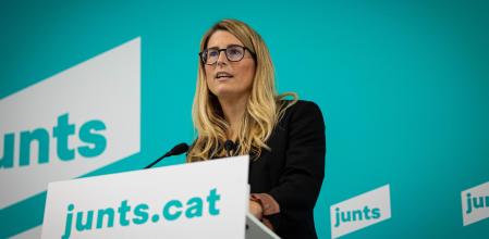 Artadi este lunes durante su última rueda de prensa como portavoz de Junts