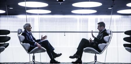 El director general del Teatro Real, Ignacio García-Belenguer, y el del Liceu, Valentí Oviedo, en el Hotel Barceló Sants