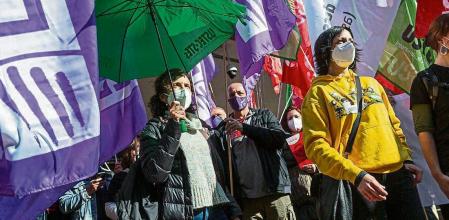 Protesta dels sindicats davant del departament d'Educació