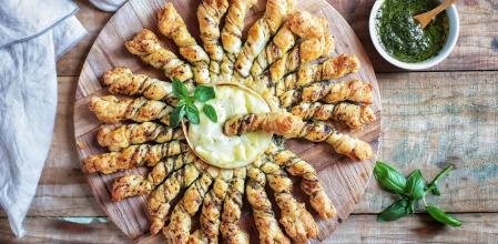 Sol de hojaldre con pesto&nbsp;