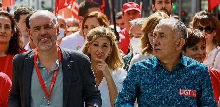 Manifestación del 1 de Mayo en Madria Unai Sordo Pepe Alvarez Yolanda Diaz Pilar Alegria Isabel Rodriguez