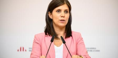 Marta Vilalta, portavoz de ERC, en la rueda de prensa de este mediodía