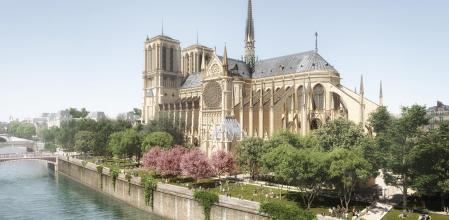 El verde es el gran protagonista de la nueva catedral de Notre Dame