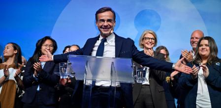 Ulf Kristersson, líder del Partido Moderado y aspirante a primer ministro, en la noche electoral en Estocolmo