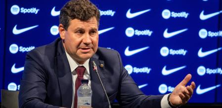 Eduard Romeu vicepresidente económico.del FC Barcelona durante la presentación del cierre económico 2022-2023 del FC Barcelona.