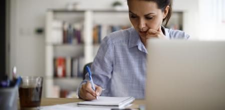 Mature woman working from home